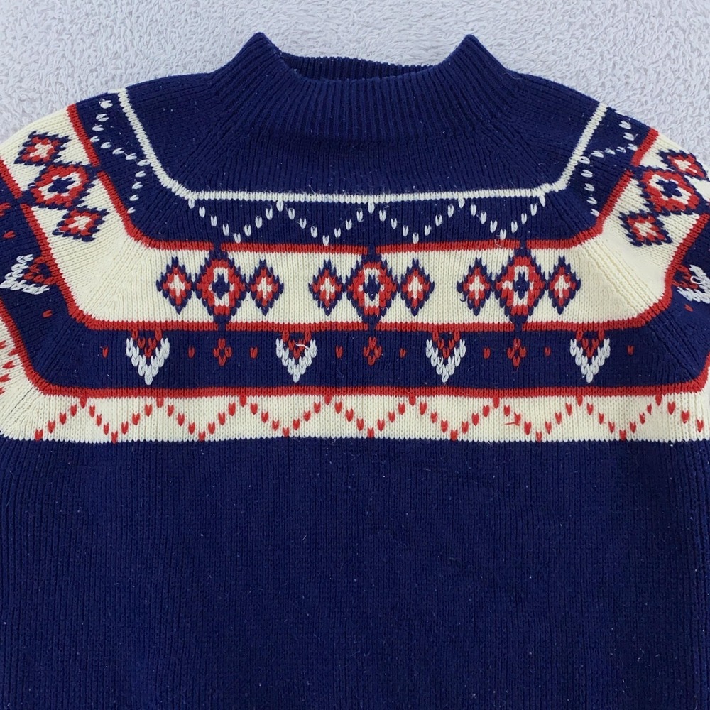Vintage 80s JCPenney Nordic Knit Mock Neck Sweater‎ Medium Ski Pullover Acrylic